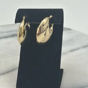 NWOT gold plated puffy hoop earrings